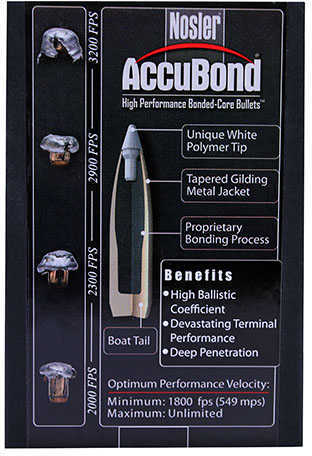 Nosler Accubond 30 Caliber 150 Grain Spitzer Bullet 50/Box Md: 56719