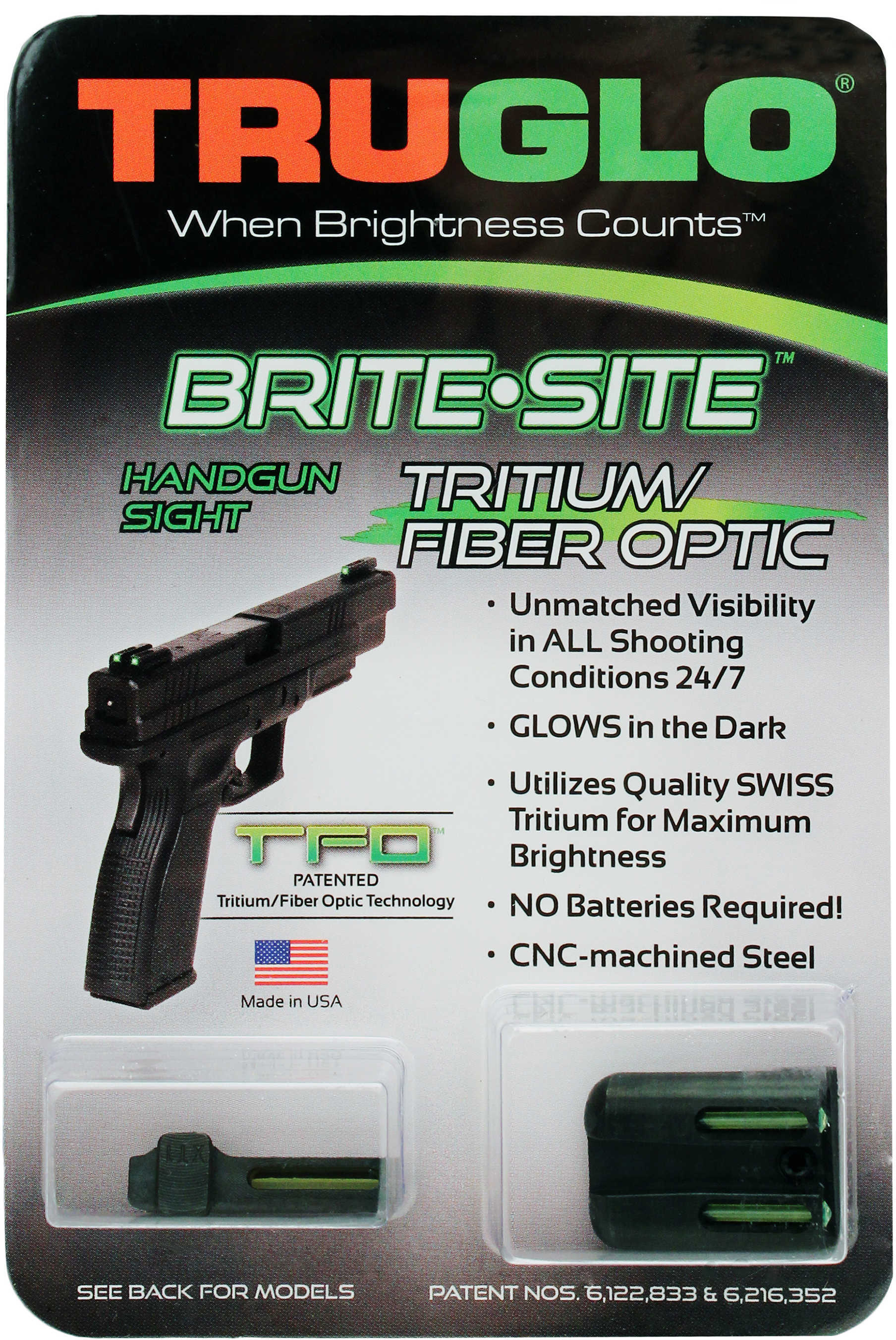 Truglo TG131XT Brite-Site TFO Springfield XD Tritium/Fiber Optic Green Front/Rear Black