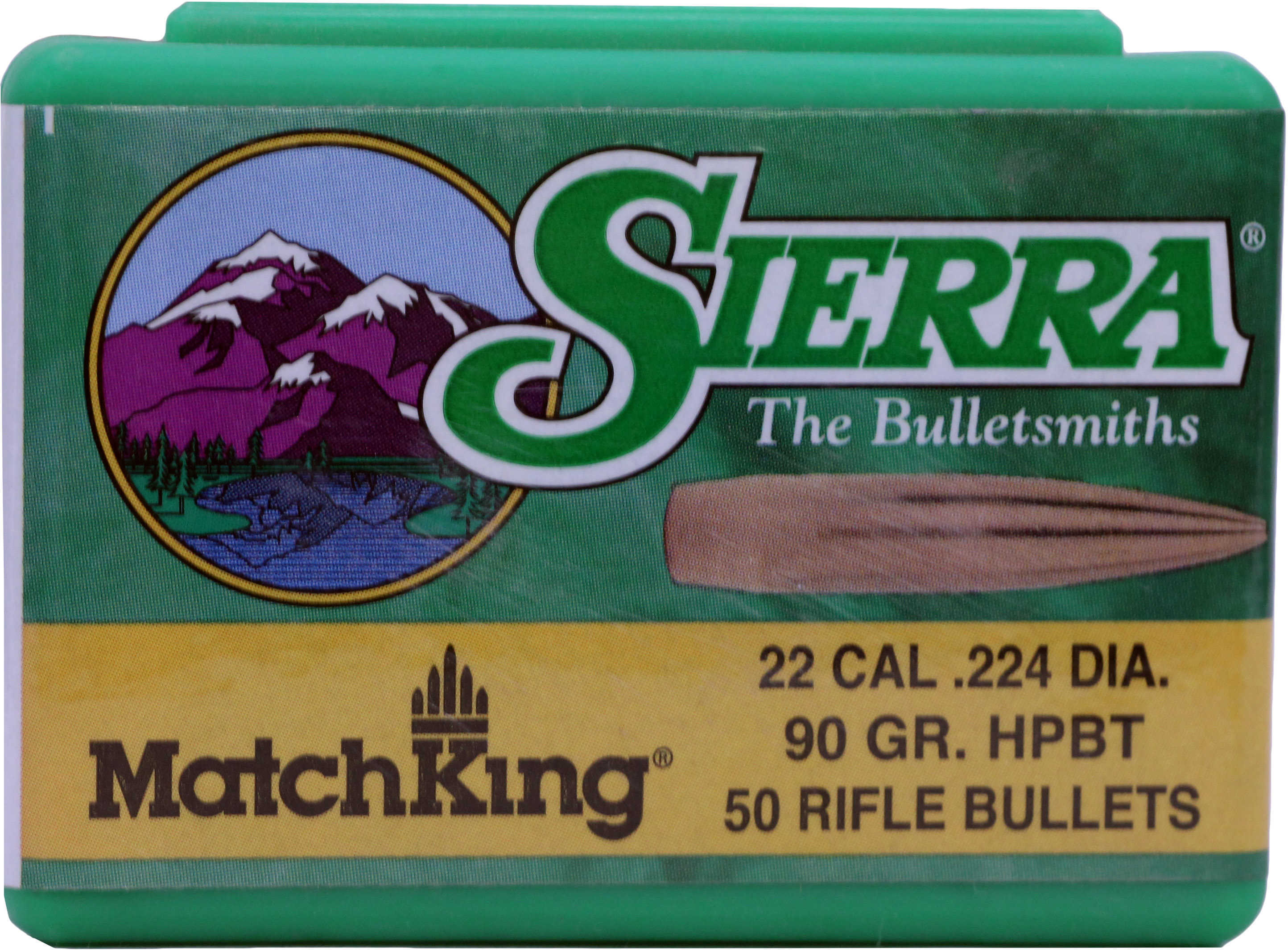 Sierra Gameking 22 Caliber 90 Grain Boat Tail Hollow Point Bullet 50/Box Md: 1490