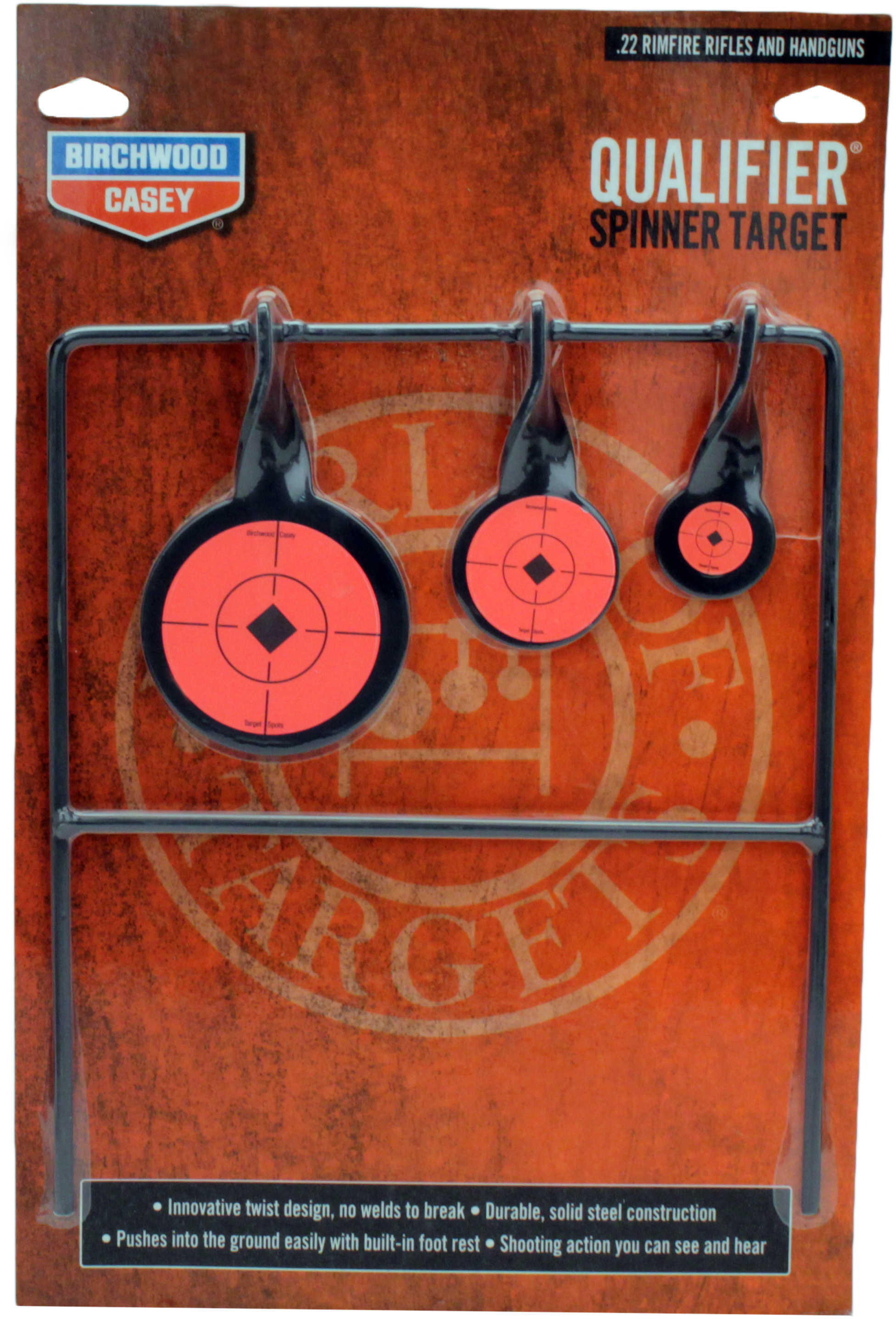 Birchwood Casey 46322 World of Targets Qualifier Spinner 3.625"/2.25"/1.625" Black/Orange