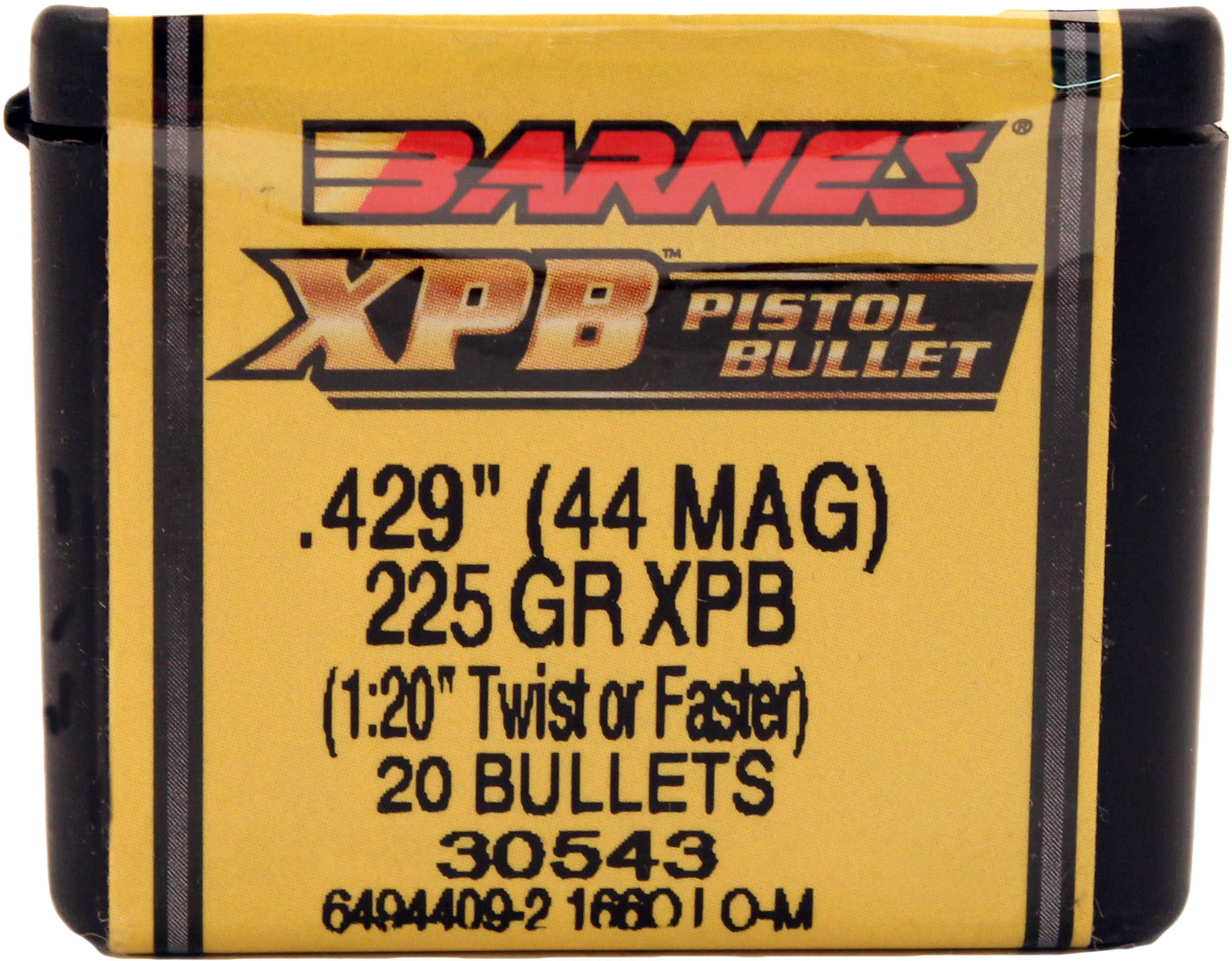 Barnes Solid Copper Heat Treated X-Pistol Bullets 44 Caliber 225 Grain 20/Box Md: 42922