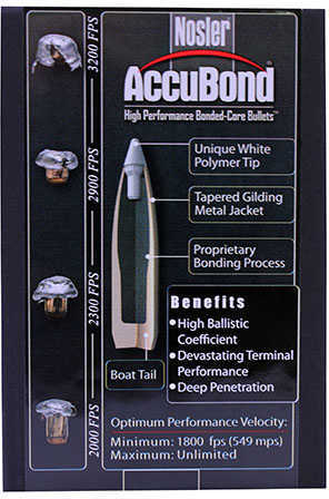 Nosler Accubond 30 Caliber 165 Grain Spitzer Bullet 50/Box Md: 55602