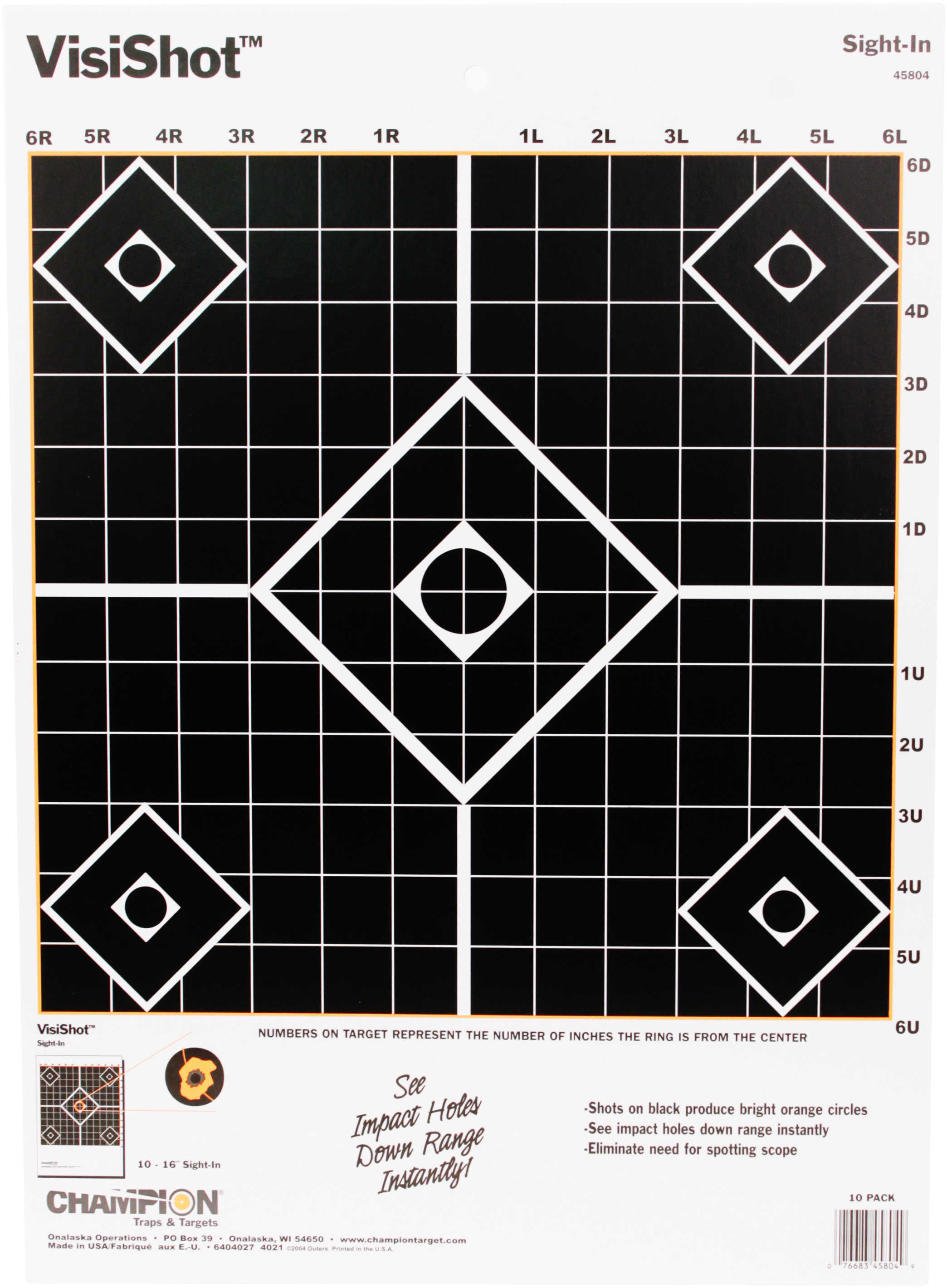 Champion Targets 45804 VisiShot Hanging Paper 13" x 18" 5-Diamond Black 10 Pack