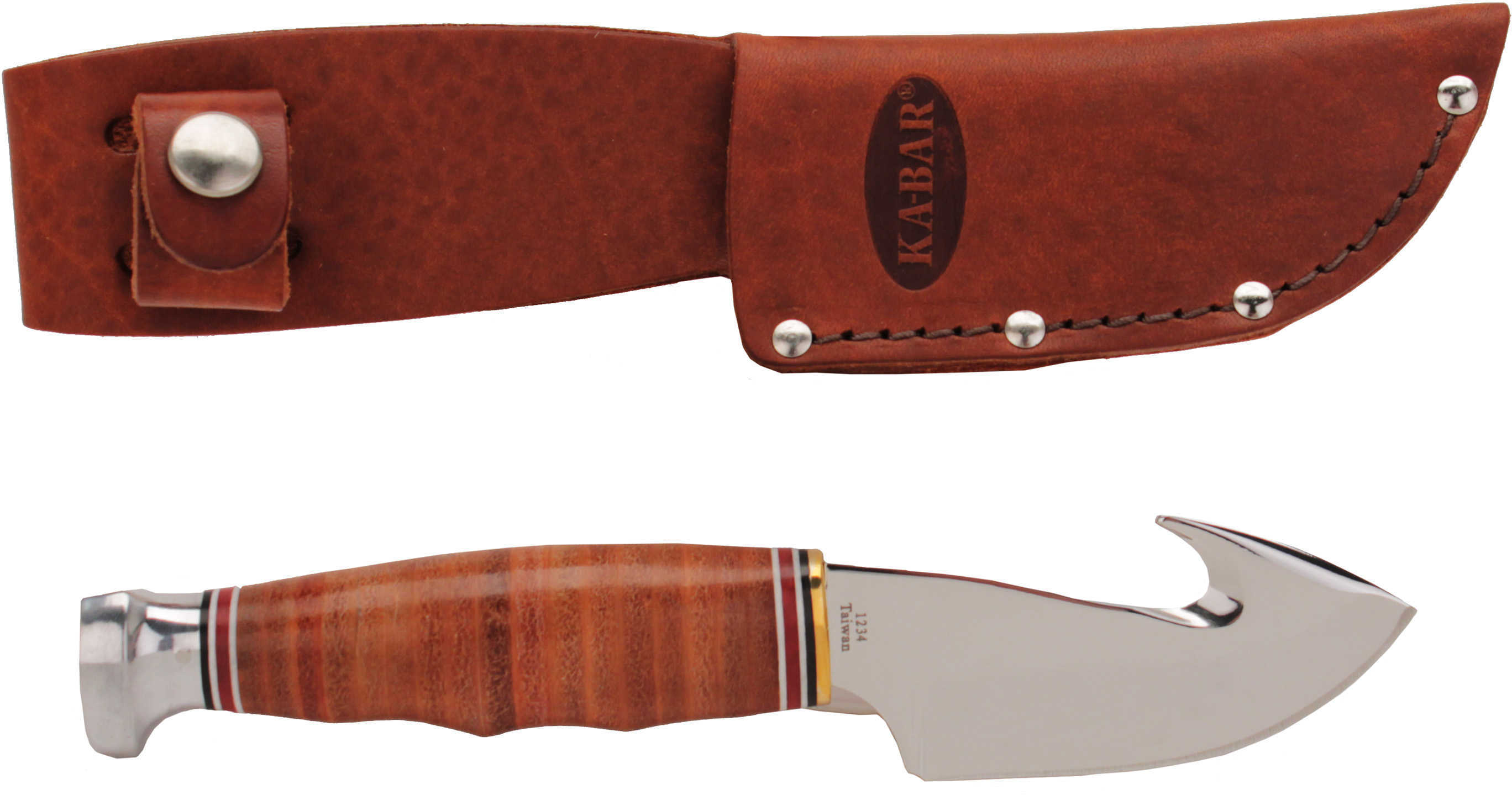 Ka-Bar 1234 Game Hook Fixed 3.25" DIN 1.4116 Stainless Steel Gut Leather Handle