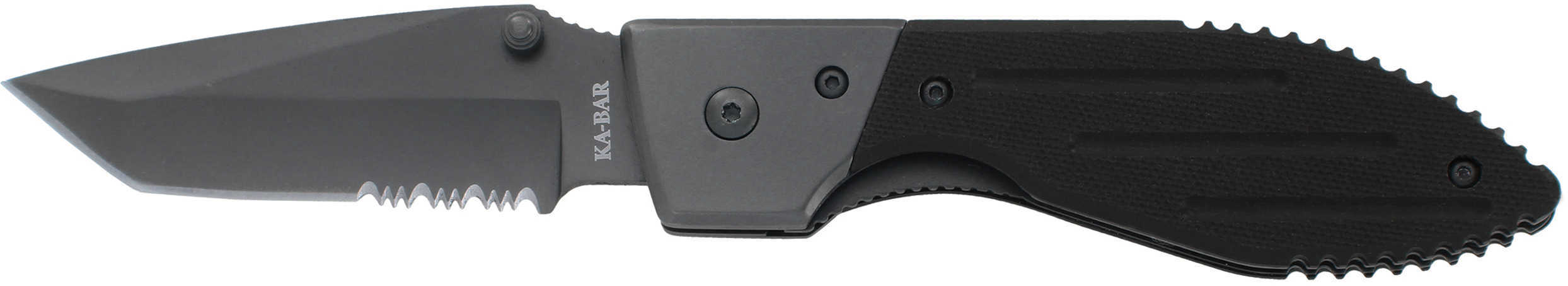 Ka-Bar 3075 Warthog Folder 3" 3Cr13 SS TantoHandle w/Sheath Serrated Blade Black G-10