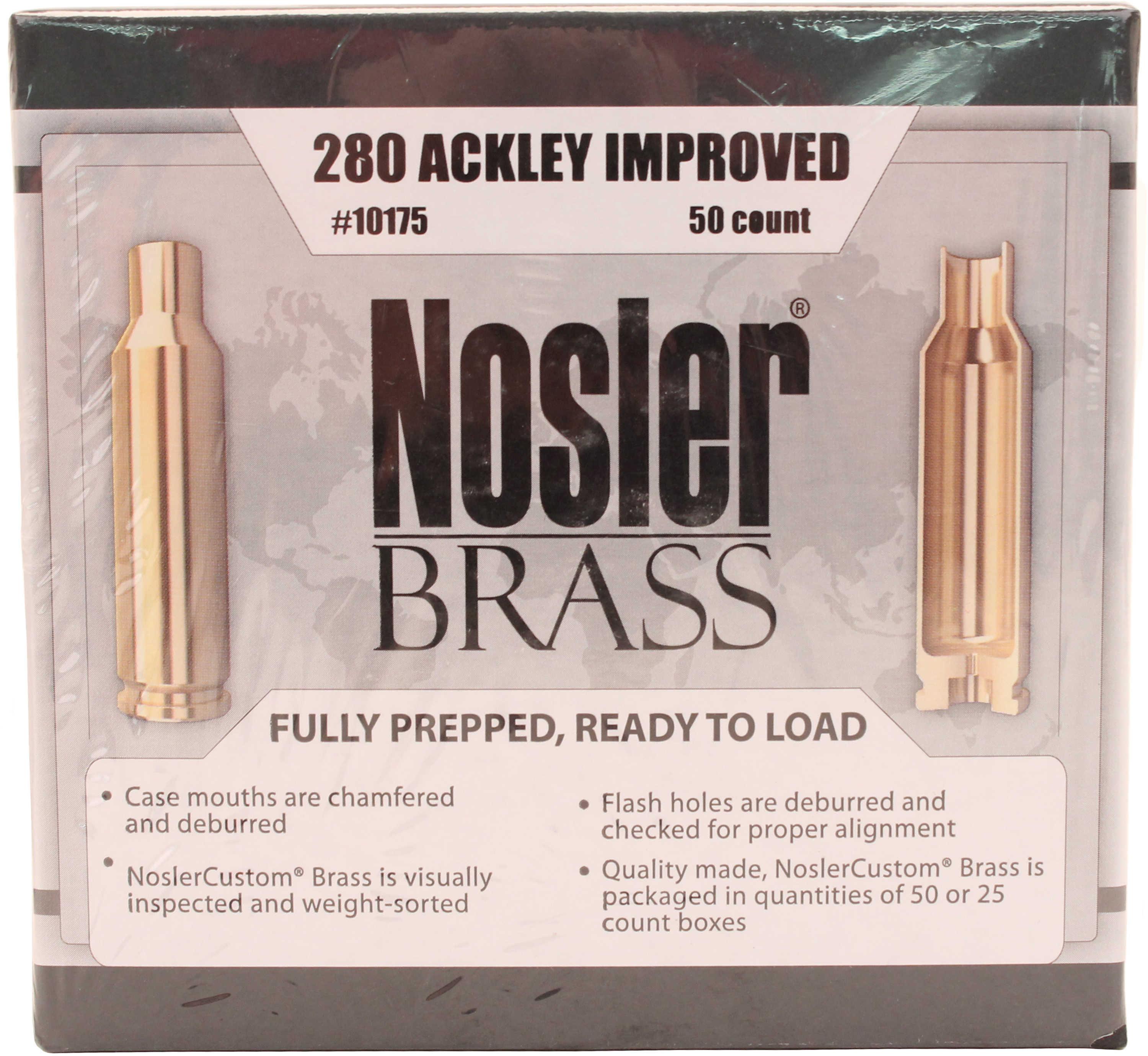 Nosler Custom Unprimed Brass For 280 Ackley 50 Per Box Md: 10175