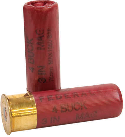 12 Gauge 3" Lead 4 Buck  41 Pellets 5 Rounds Federal Shotgun Ammunition