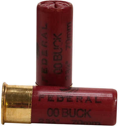 12 Gauge 2-3/4" Lead 00 Buck  9 Pellets 5 Rounds Federal Shotgun Ammunition