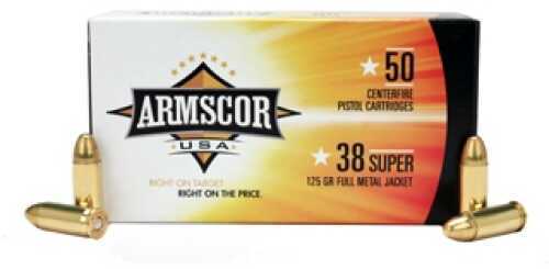 38 Super Automatic 125 Grain Full Metal Jacket 50 Rounds Armscor Ammunition