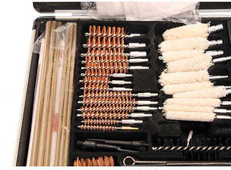 Universal Select Deluxe 63 Piece Gun Cleaning Kit Aluminum Case - For .17 Cal Thru 12 Ga - PSH System Handle, 2 Brass ro