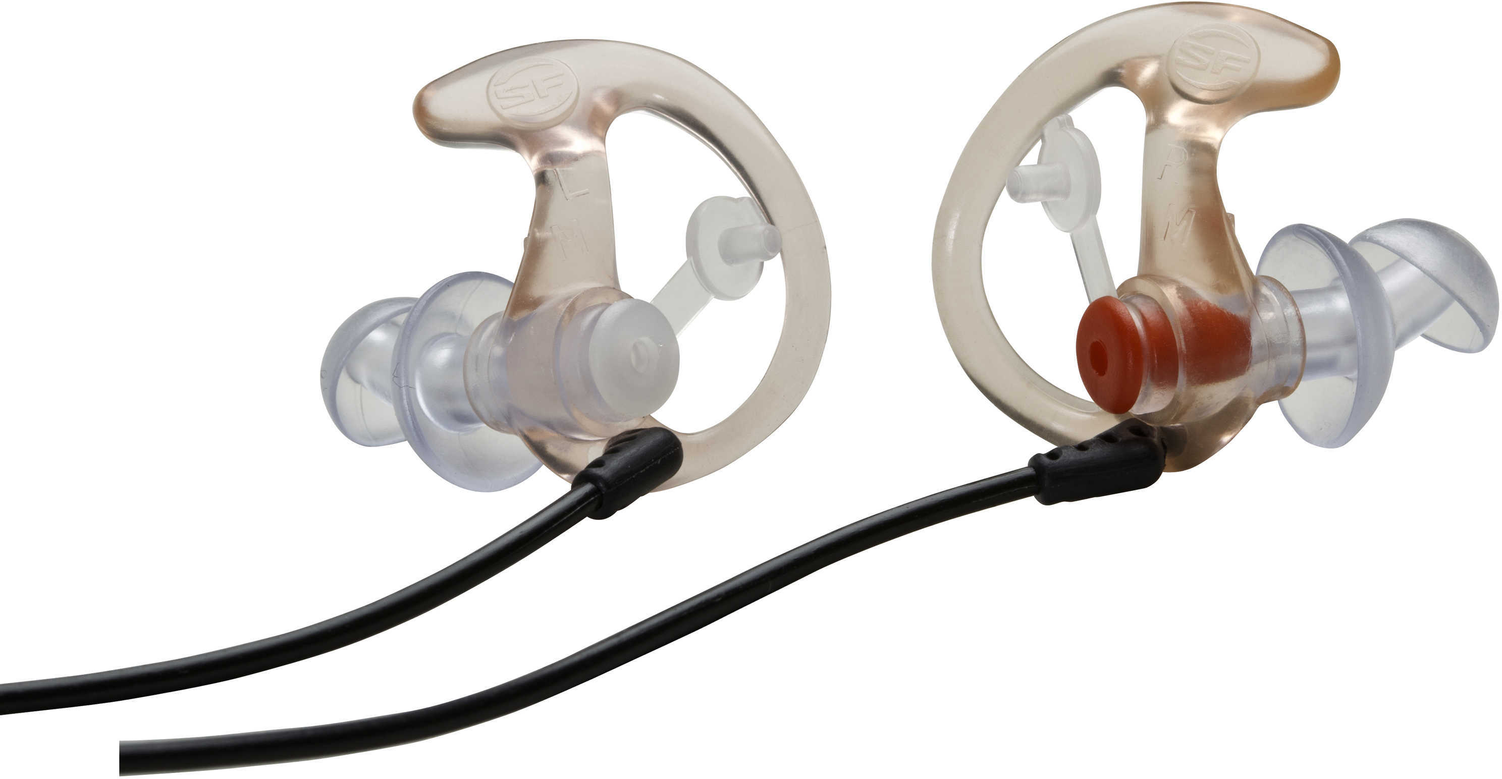 EP3 Sonic Defenders 25 Pairs - Large Clear 24Db NRR With Attached Stopper Plugs inserted 2-Flange Earplug Lowers