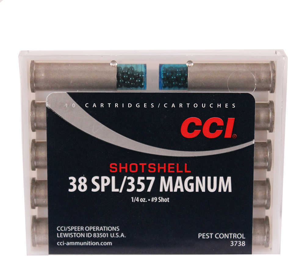 CCI 3738 Pest Control Shotshell 38 Special 357 Mag 100 gr Shotshell #9 Shot Ammo 10 Round Box