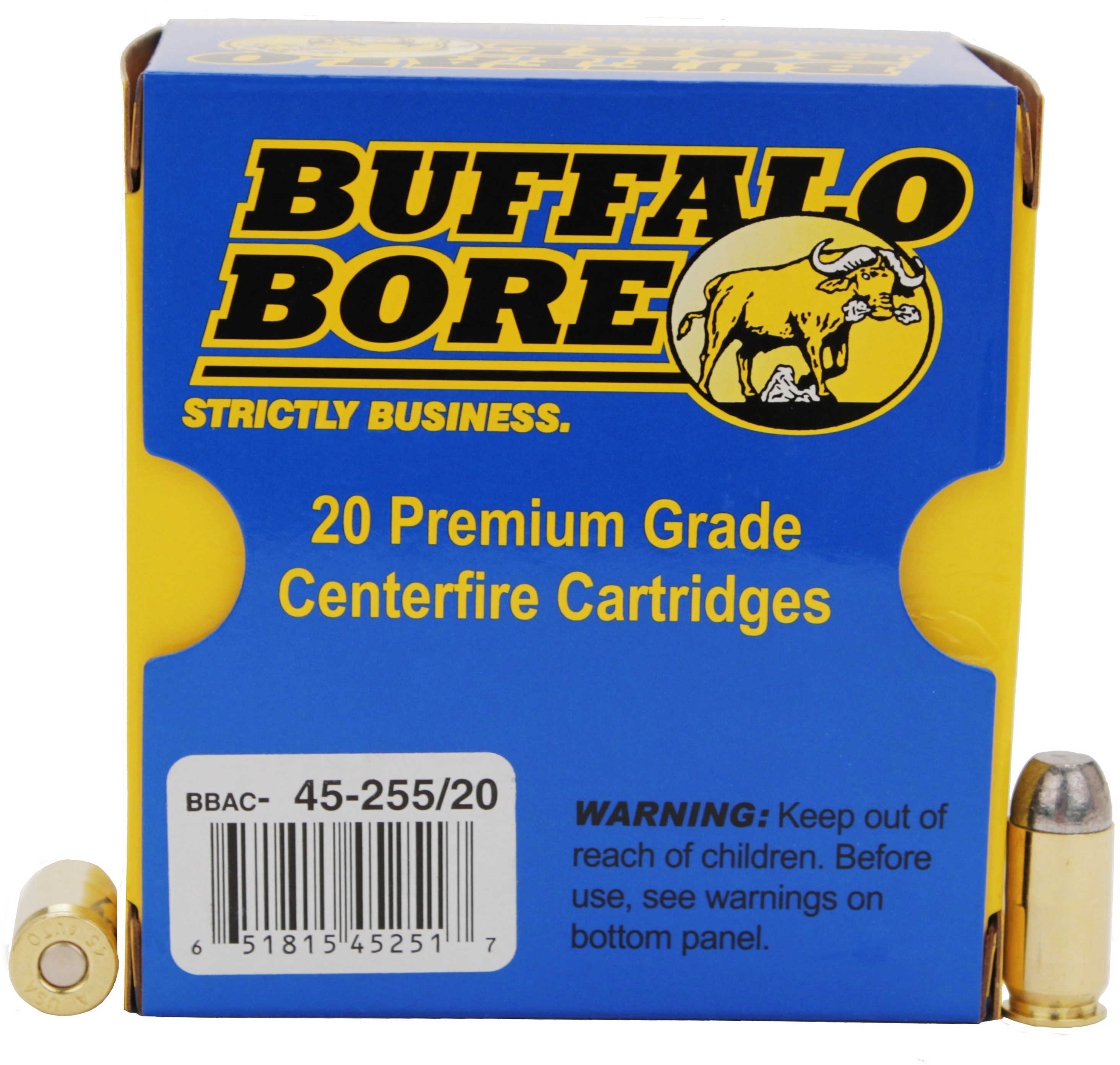 45 ACP 255 Grain Lead 20 Rounds Buffalo Bore Ammunition