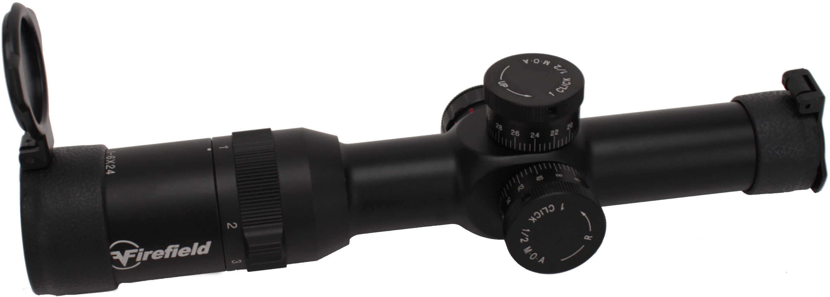 Firefield FF13022 Rifle Scope 1-6x 24mm Obj 100.4-16.7 ft @ 100 yds FOV 30mm Tube Black Matte Finish Illuminated Red/Gre