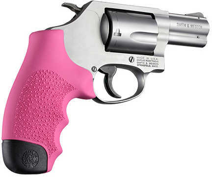 Hogue 60007 Monogrip with Finger Grooves Grip S&W J Frame w/Round Butt Rubber Pink