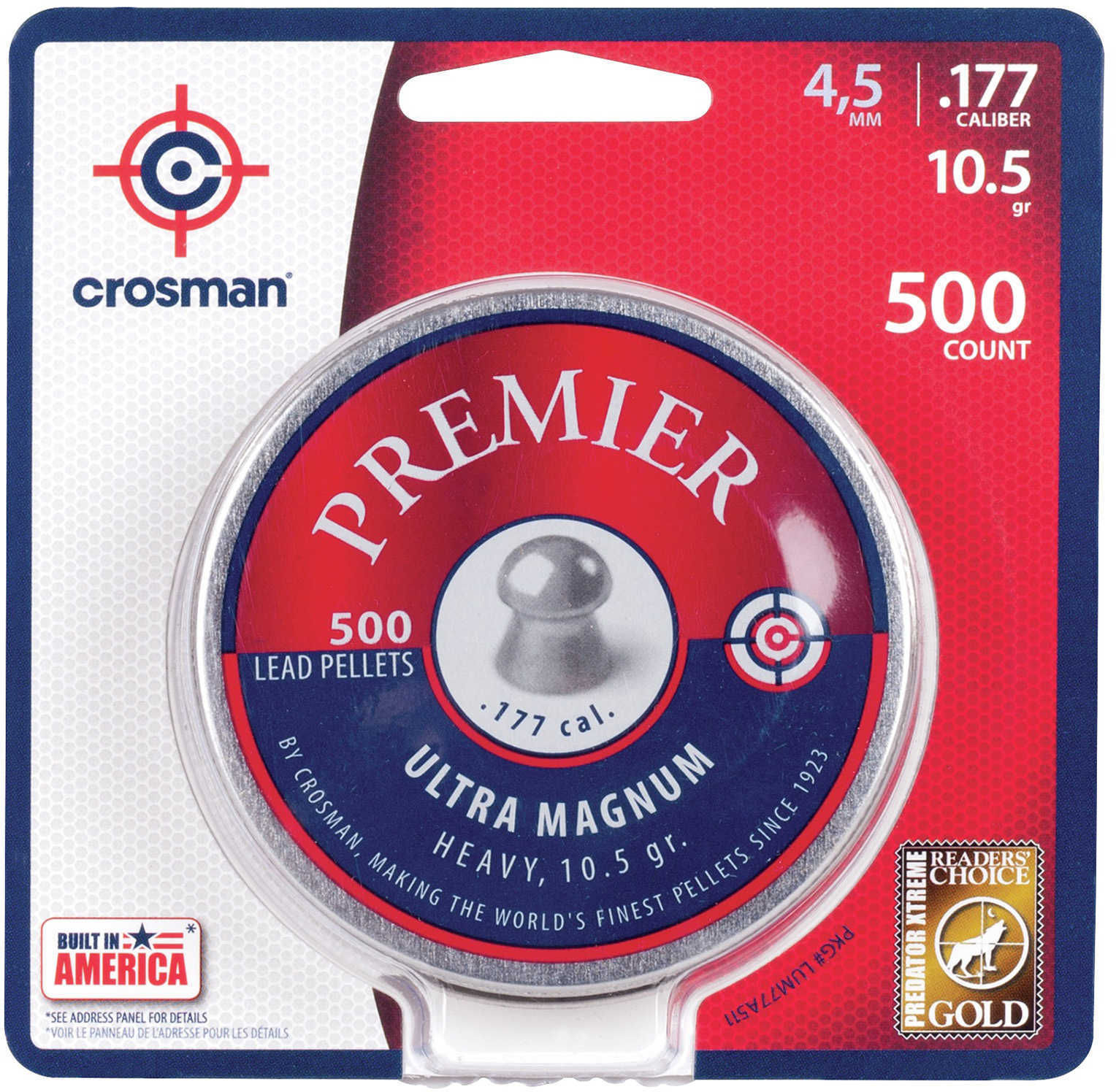 Crosman LUM177 Premier Pellets Heavy .177 500 Count Silver