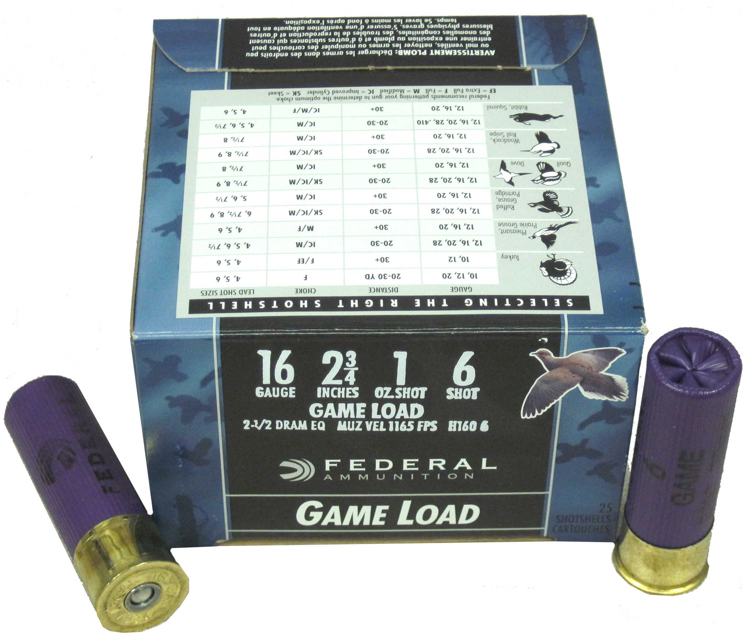 16 Gauge 2-3/4" Lead #6  1 oz 25 Rounds Federal Shotgun Ammunition
