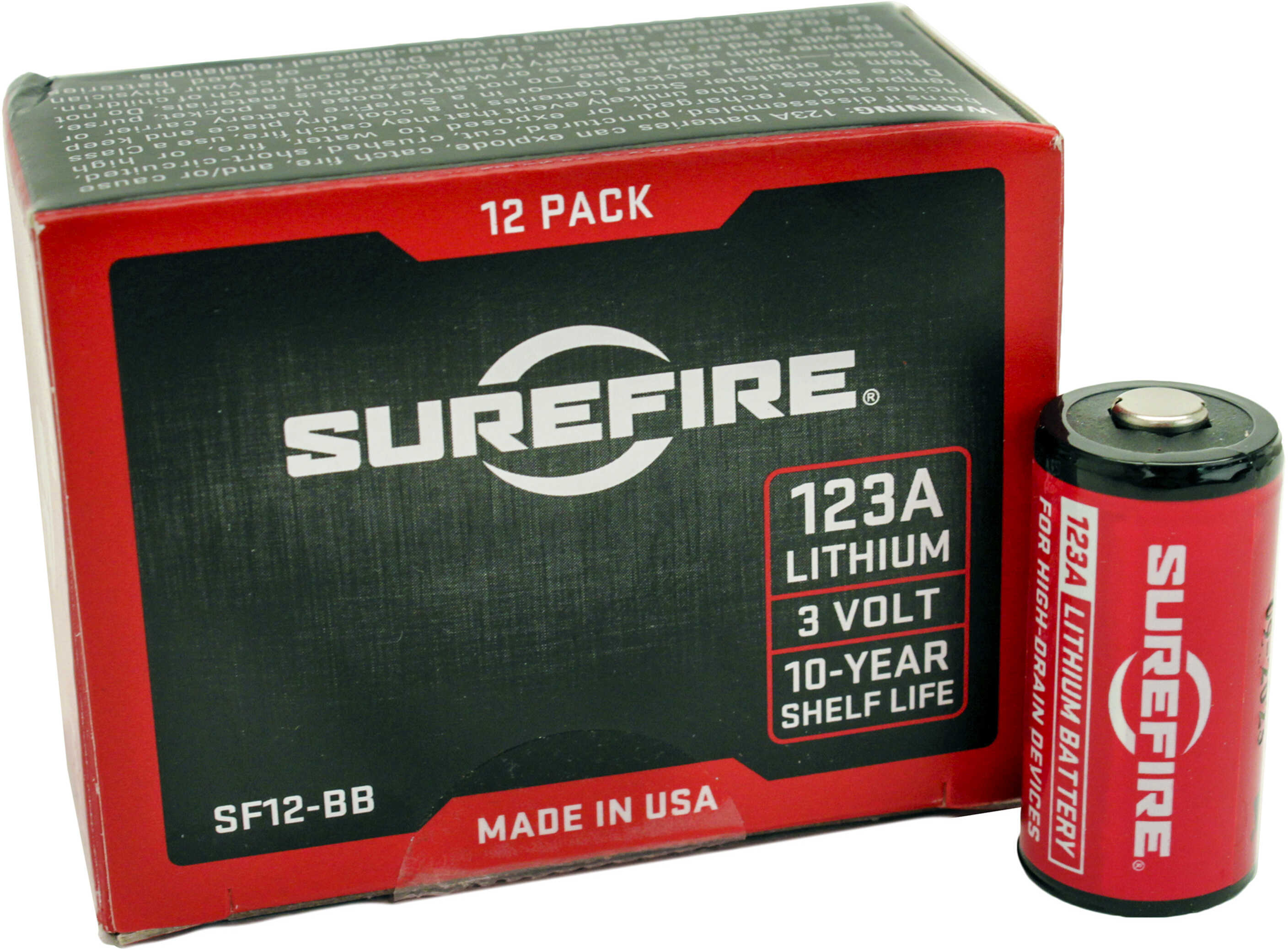 Surefire SF12BB 123A High Performance CR123A 3V Lithium Stick 12