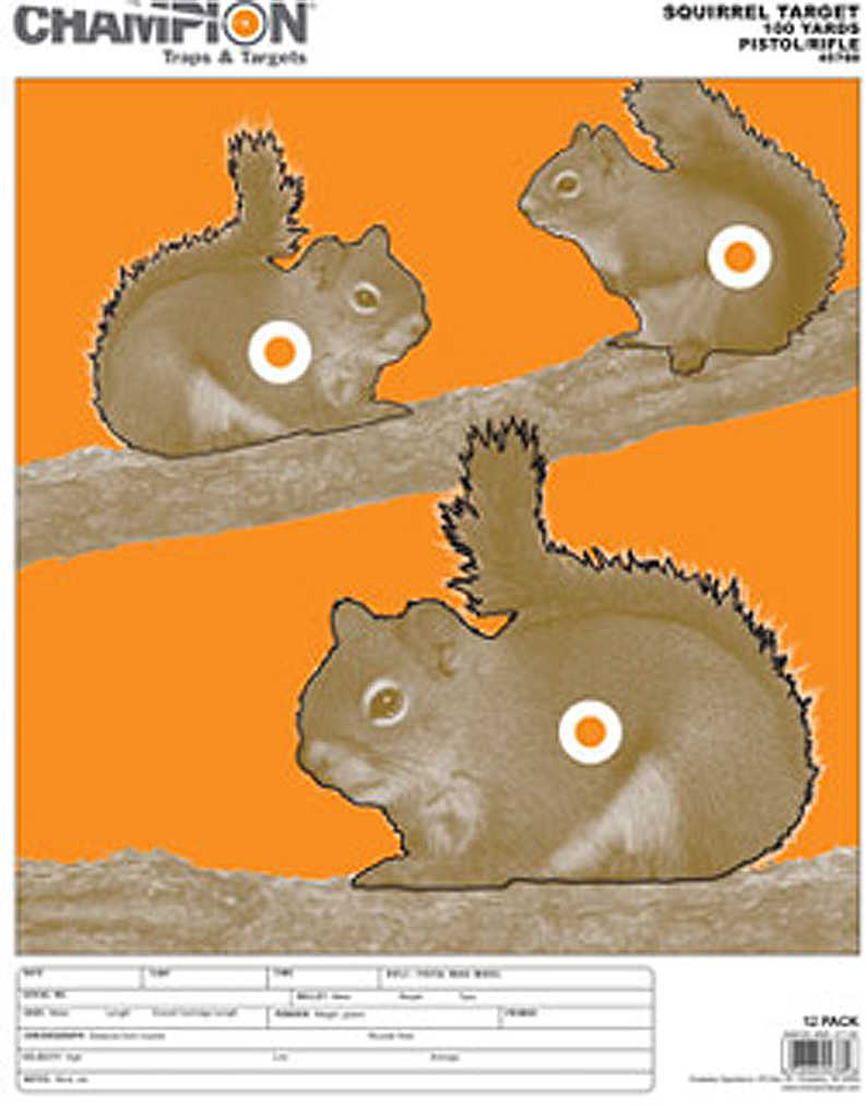 Champion Animal Paper Targets Squirrel Large 12/Pack