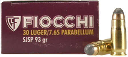 30 Luger 93 Grain Soft Point 50 Rounds Fiocchi Ammunition