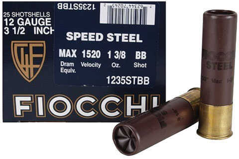 12 Gauge 3-1/2" Steel BB  1-3/8 oz 25 Rounds Fiocchi Shotgun Ammunition
