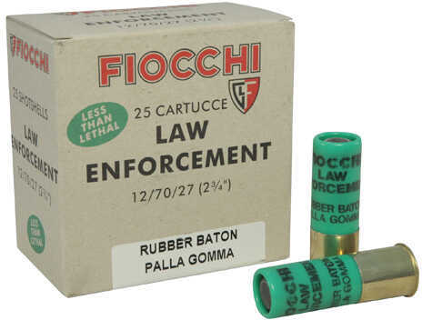 Fiocchi 12LEBA10 Rubber Baton Home Defense 12 Gauge 2.75" 1 Oz Slug Shot 10 Per Box/ 25 Cs