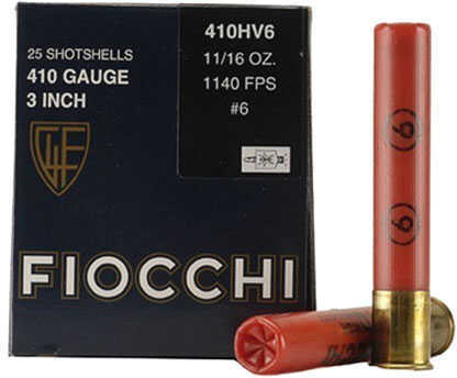 410 Gauge 3" Lead #6  11/16 oz 25 Rounds Fiocchi Shotgun Ammunition