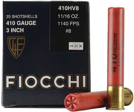 410 Gauge 3" Lead #8  11/16 oz 25 Rounds Fiocchi Shotgun Ammunition