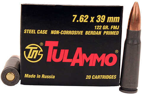 7.62X39mm 122 Grain Full Metal Jacket 20 Rounds TULA Ammunition