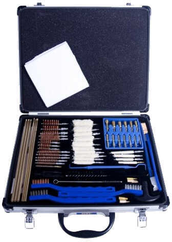 Universal Select Deluxe 63 Piece Gun Cleaning Kit Aluminum Case - For .17 Cal Thru 12 Ga - PSH System Handle, 2 Brass ro