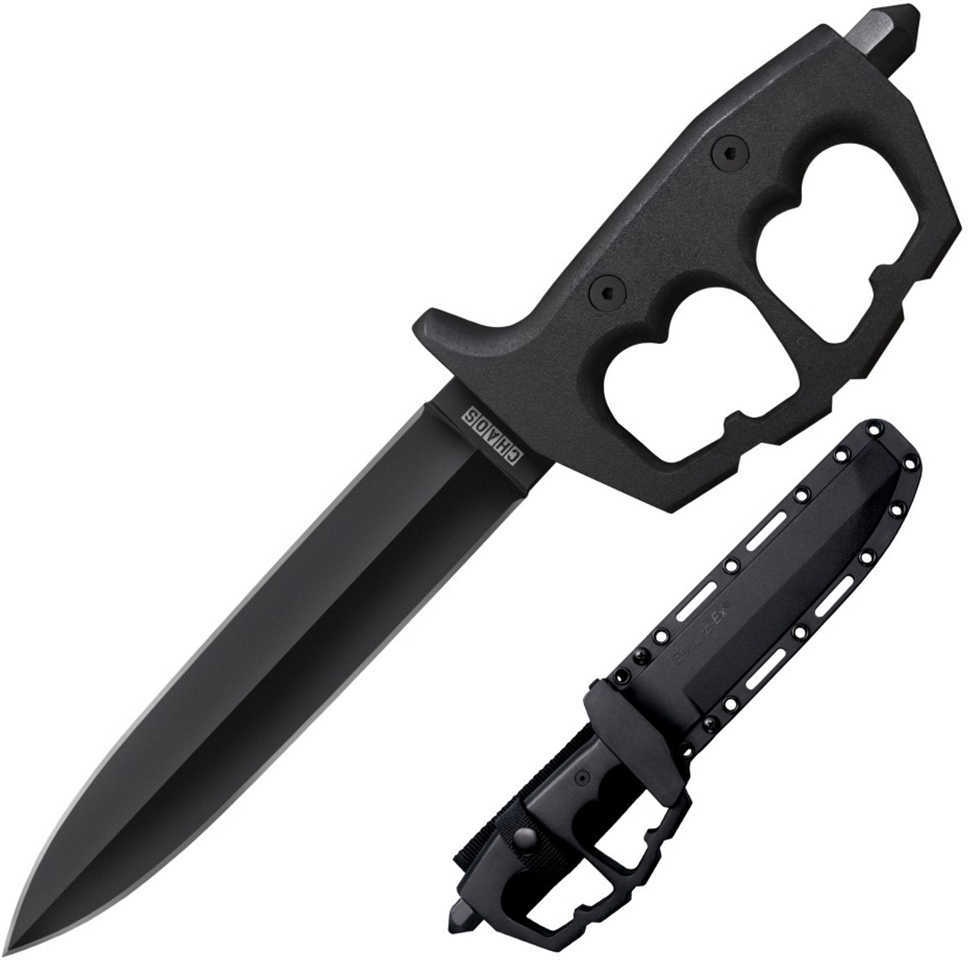 Cold Steel Cs-80NTP Chaos Double Edge 7.50" Fixed Plain Black Sk-5 High Carbon Blade/Black W/ "D" Ring Guards Aluminum H