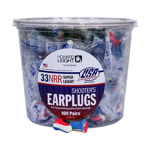Howard USA Tub Ear Plugs Red-White-Blue 100 Pair