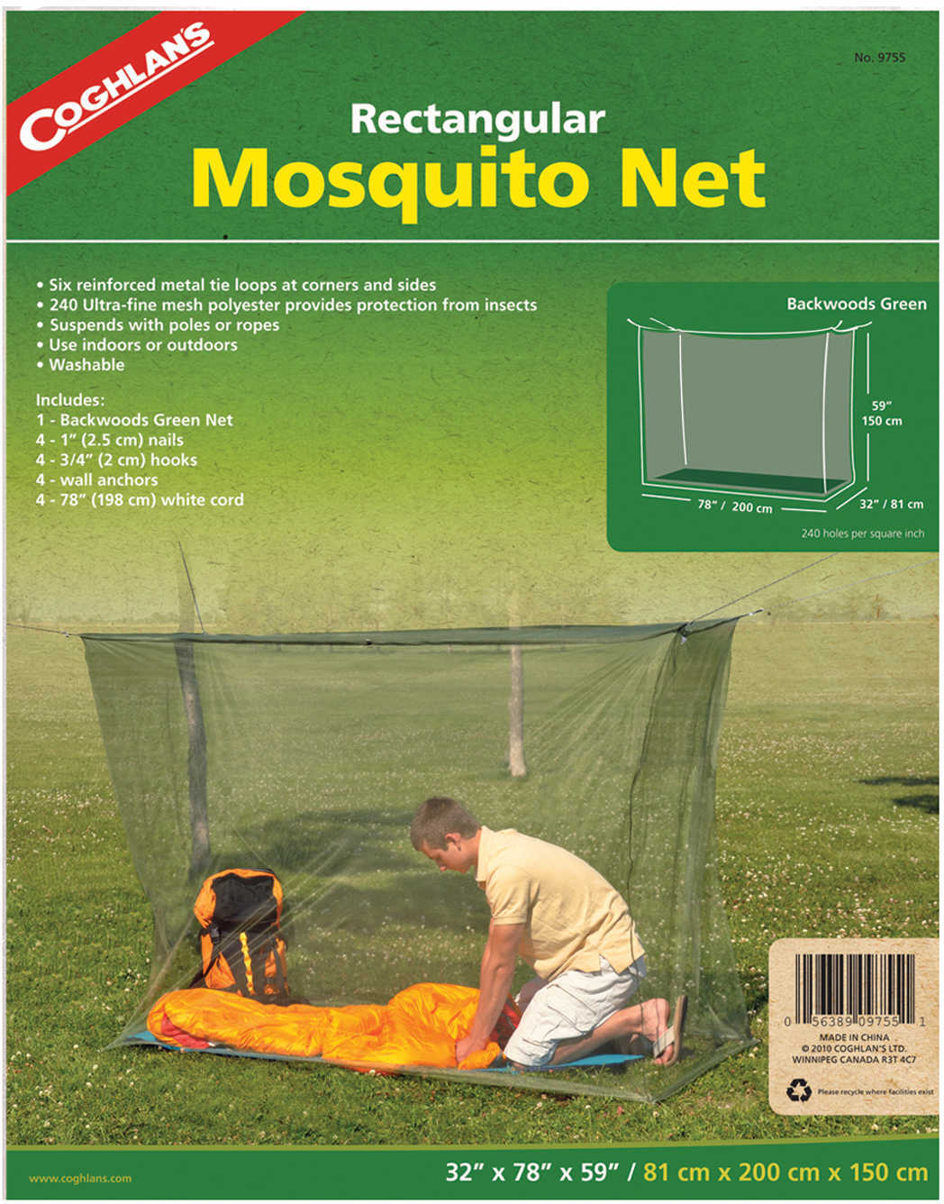 Coghlans Mosquito Net - SGL. Green