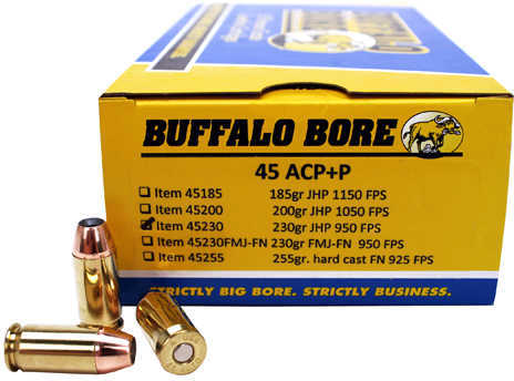 45 ACP 230 Grain Hollow Point 50 Rounds Buffalo Bore Ammunition