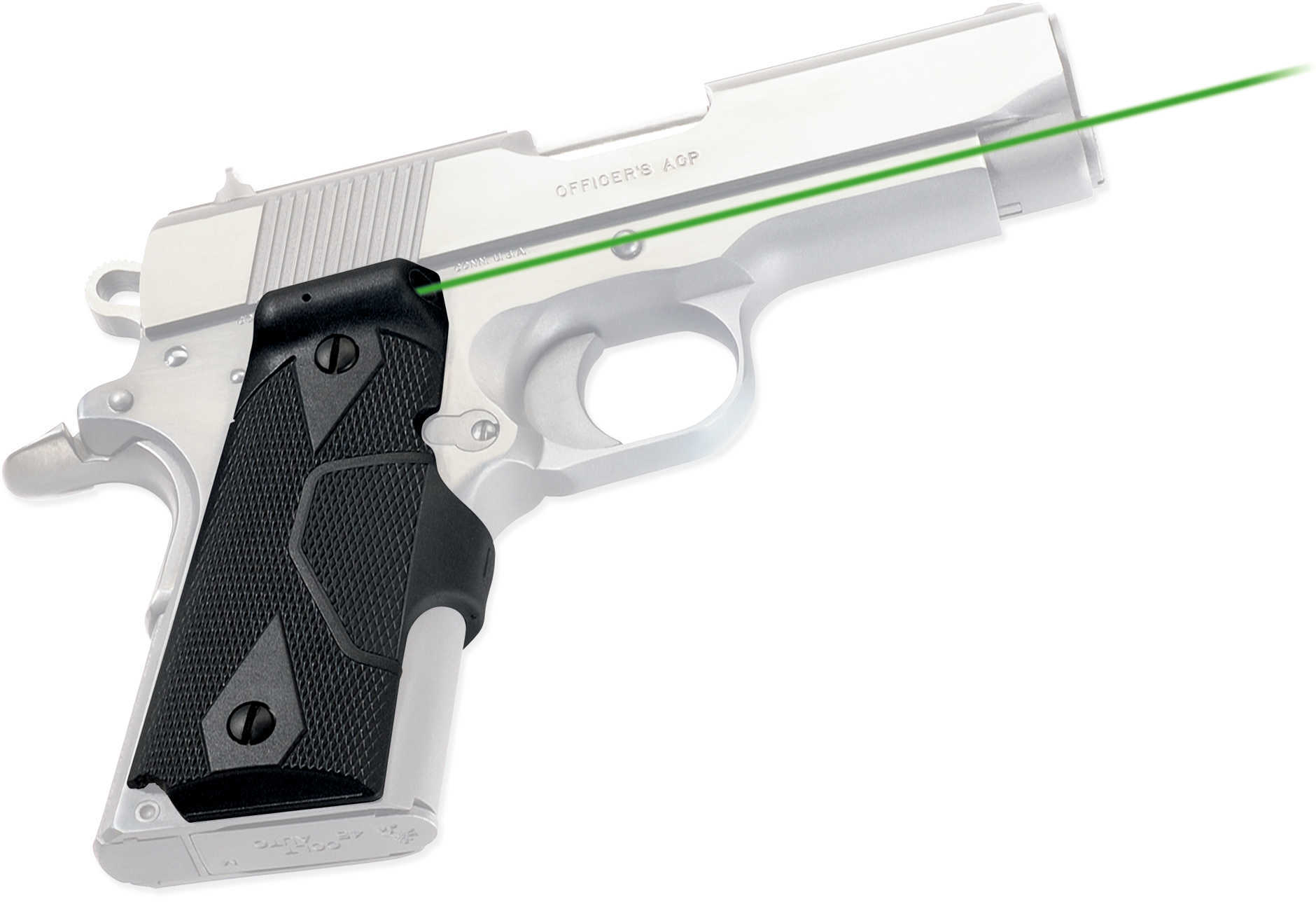 Crimson Trace Lg404g Lasergrips Green 1911 Officer Defender Grip Black