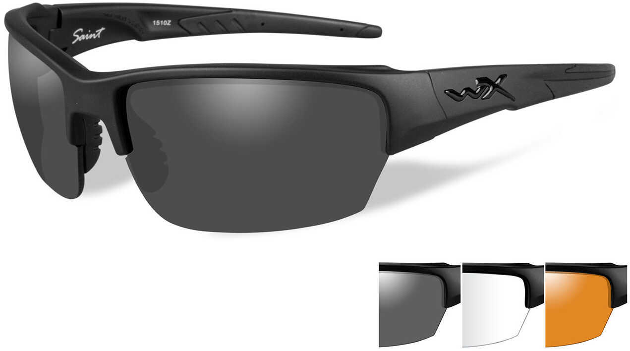 Wiley X Eyewear CHSAI06 Saint Safety Glasses Smoke Grey/Clear/Matte Black Frame