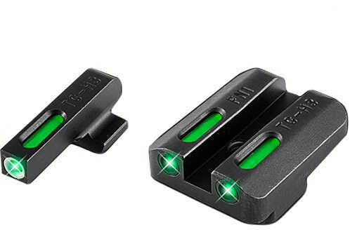 Truglo TG13FN3A Brite-Site TFX Day/Night Sights FNX 45 Tritium/Fiber Optic Green w/White Outline Front Rear Black