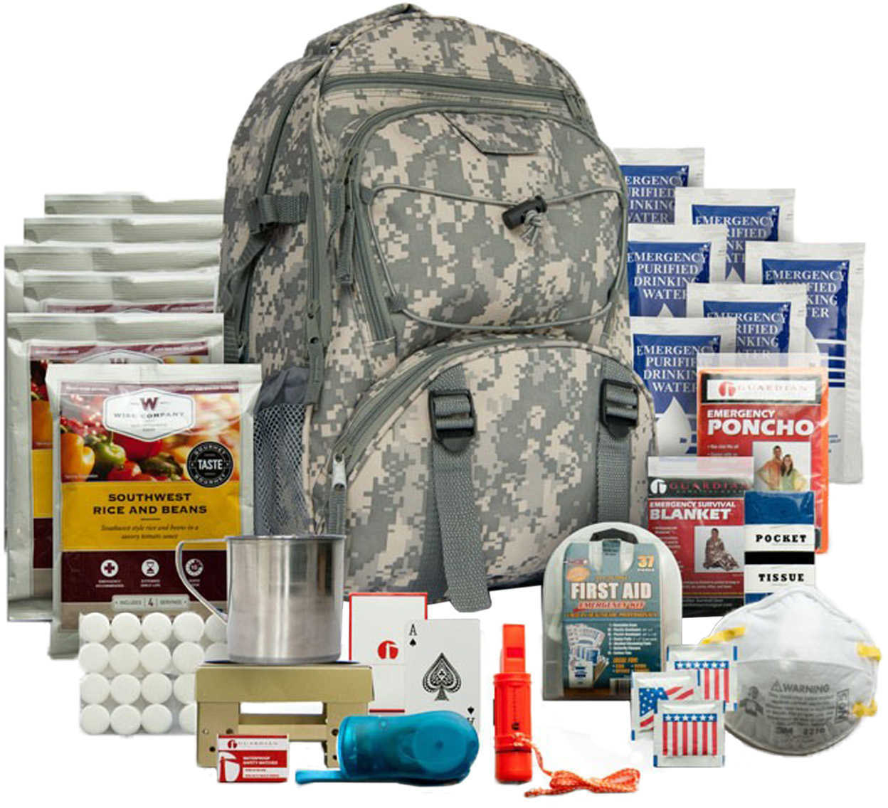 Wise Foods 01622GSG Emergency Supplies Five Day Survival Backpack Dehydrated/Freeze Dried Camo 32 Servings