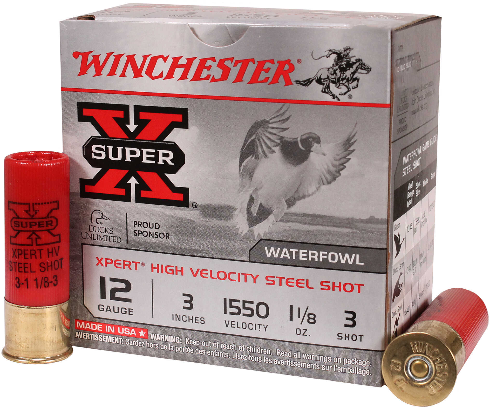 12 Gauge 3" Steel #3  1-1/8 oz 25 Rounds Winchester Shotgun Ammunition