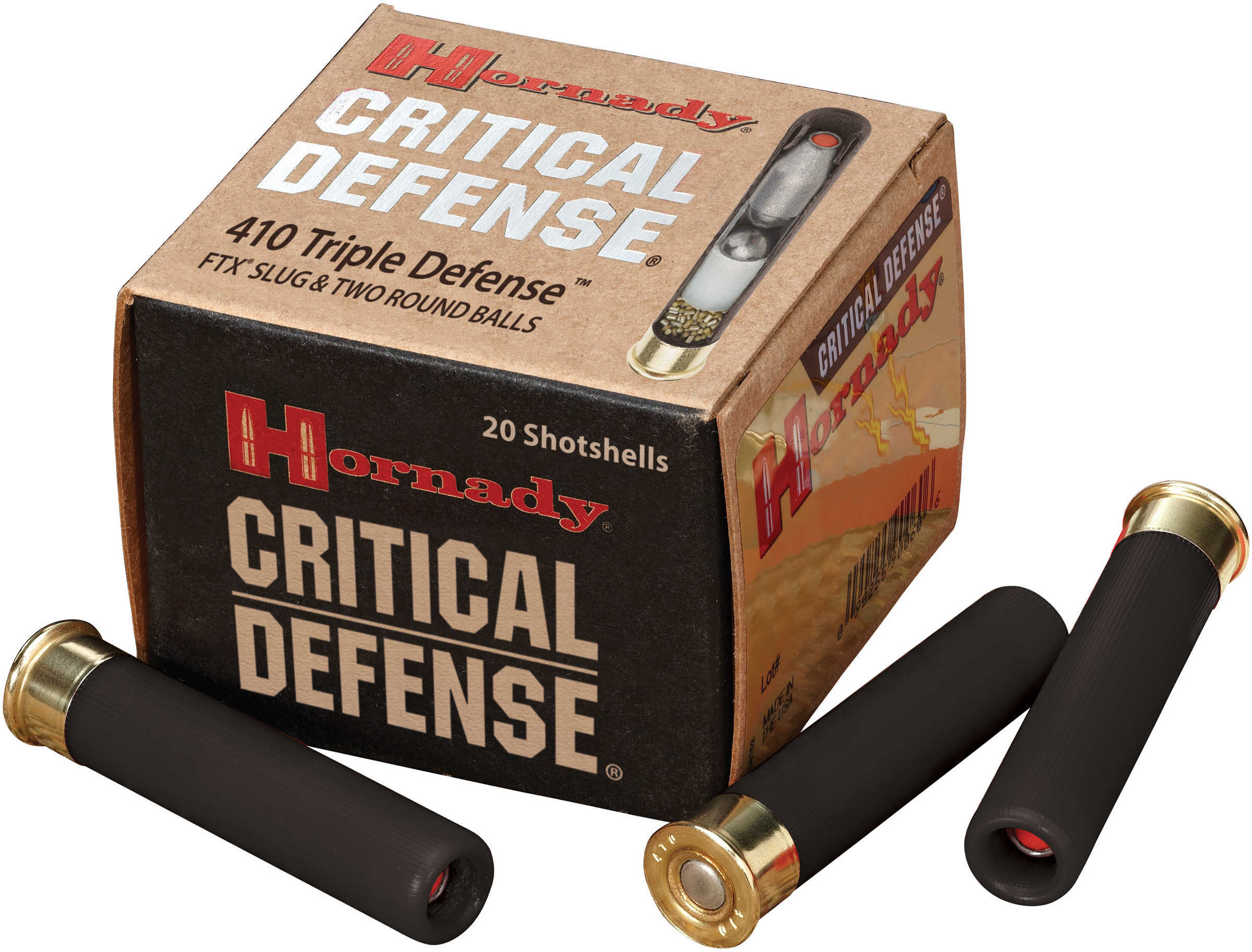 Hornady Triple Defense 410 Gauge 2.50" 750 fps 2 Round Balls/1 FTX Slug