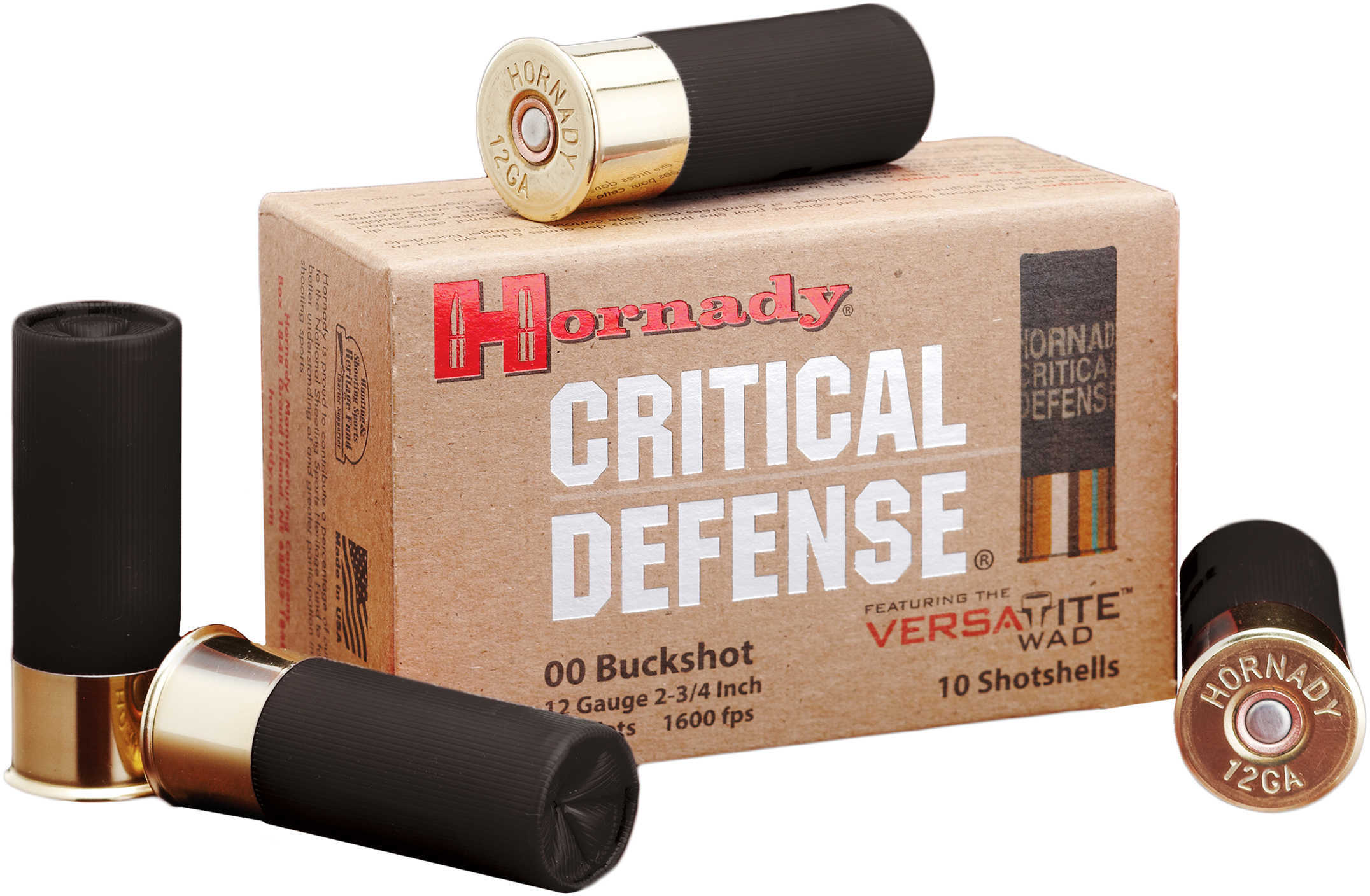 12 Gauge 2-3/4" Lead 00 Buck  9 Pellets 10 Rounds Hornady Shotgun Ammunition