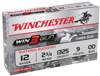 12 Gauge 2-3/4" Steel 00 Buck  9 Pellets 5 Rounds Winchester Shotgun Ammunition
