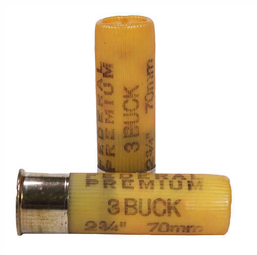 20 Gauge 2-3/4" Lead 3 Buck  20 Pellets 5 Rounds Federal Shotgun Ammunition