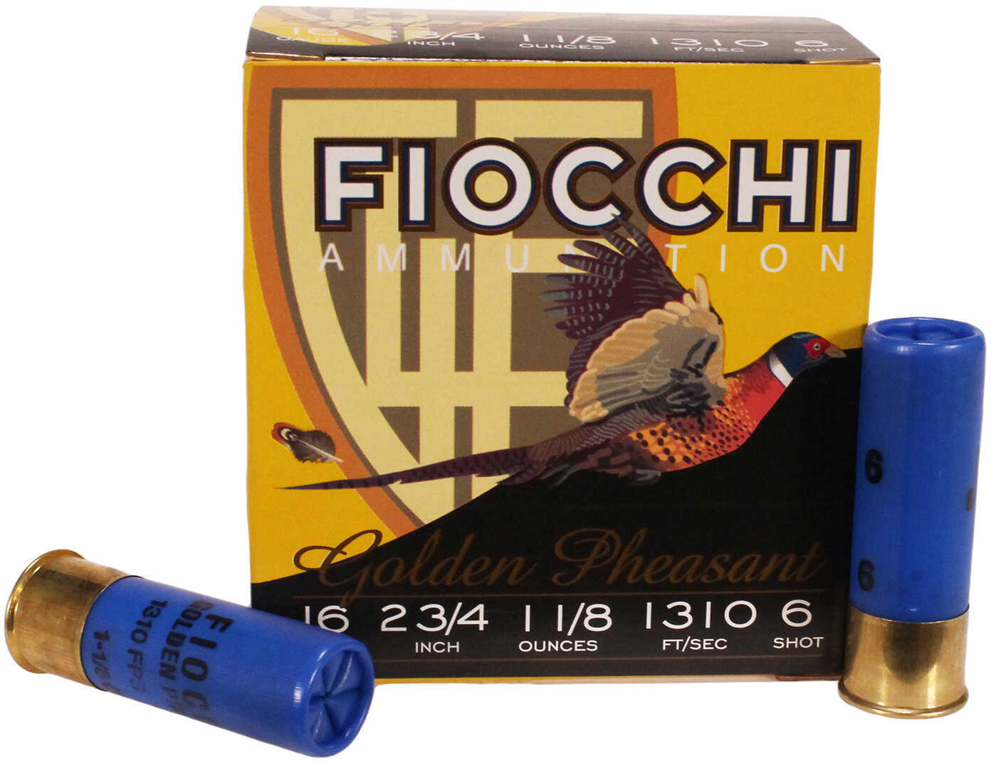 16 Gauge 2-3/4" Nickel-Plated Lead #6  1-1/8 oz 25 Rounds Fiocchi Shotgun Ammunition