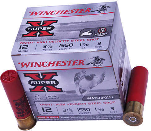 12 Gauge 3-1/2" Steel #3  1-3/8 oz 25 Rounds Winchester Shotgun Ammunition