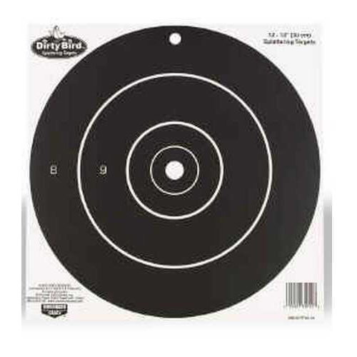 Birchwood Casey 35012 Dirty Bird Hanging Heavy Tagboard 12" Bullseye Black 12 Pack