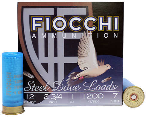 12 Gauge 2-3/4" Steel #7  1 oz 25 Rounds Fiocchi Shotgun Ammunition