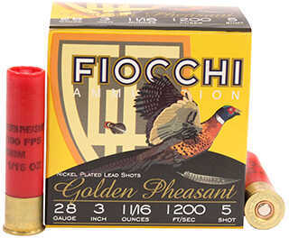 28 Gauge 3" Nickel Plated #5  1-1/16 oz 25 Rounds Fiocchi Shotgun Ammunition