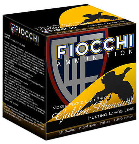 28 Gauge 3" Nickel Plated 7-1/2  1-1/16 oz 25 Rounds Fiocchi Shotgun Ammunition