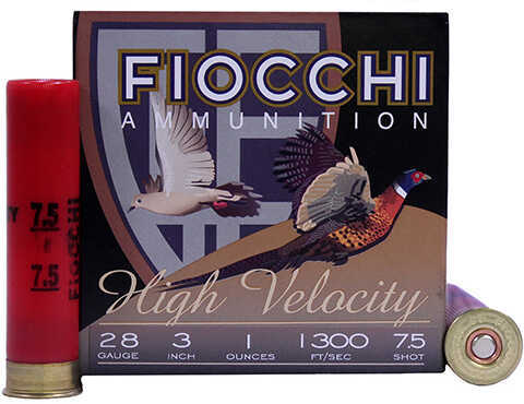 28 Gauge 3" Lead 7-1/2  1 oz 25 Rounds Fiocchi Shotgun Ammunition